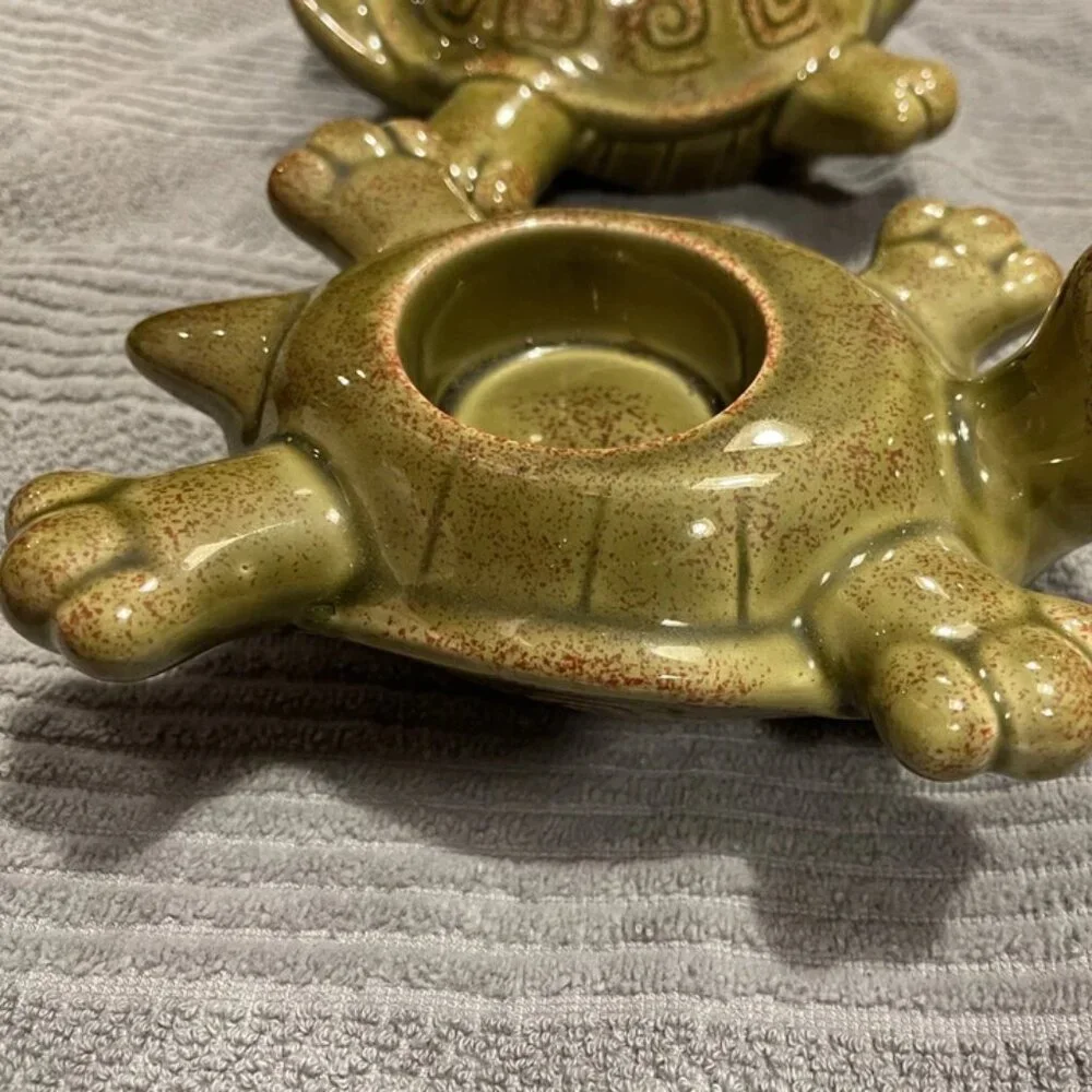 TURTLE VOTIVE TEA LIGHT Ceramic CANDLE HOLDERS LOT OF 2 NEW PartyLite